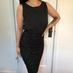 Luxury Designer Black Wool Skirt